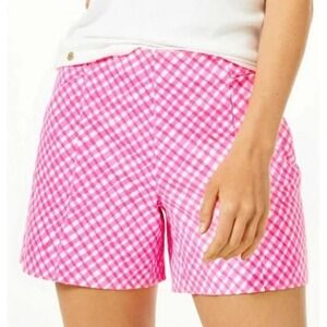 Lilly Pulitzer Arabeth Stretch Shorts Love Pink Potion Pink Gingham Check 12